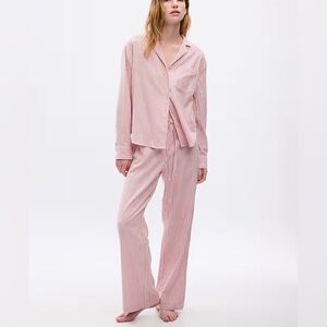 gap body red white striped pajama set flannel small cotton